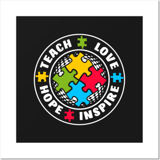 Teach Love Hope Inspire - Autism Awareness Posters and Art